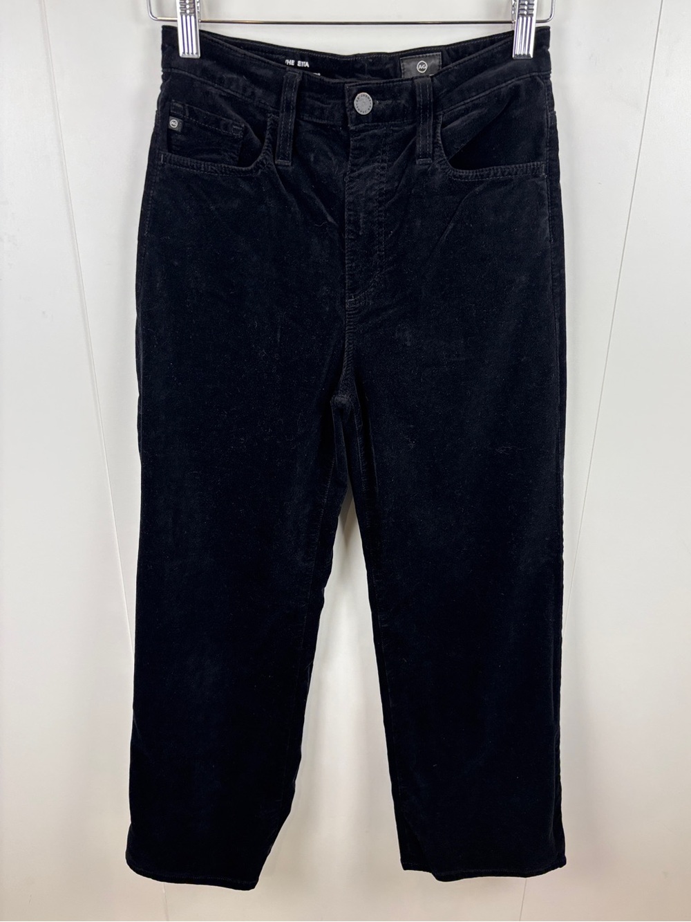 AG Adriano Goldschmied The Etta High Waisted Wide Leg Crop Velvet Jeans sz 26R